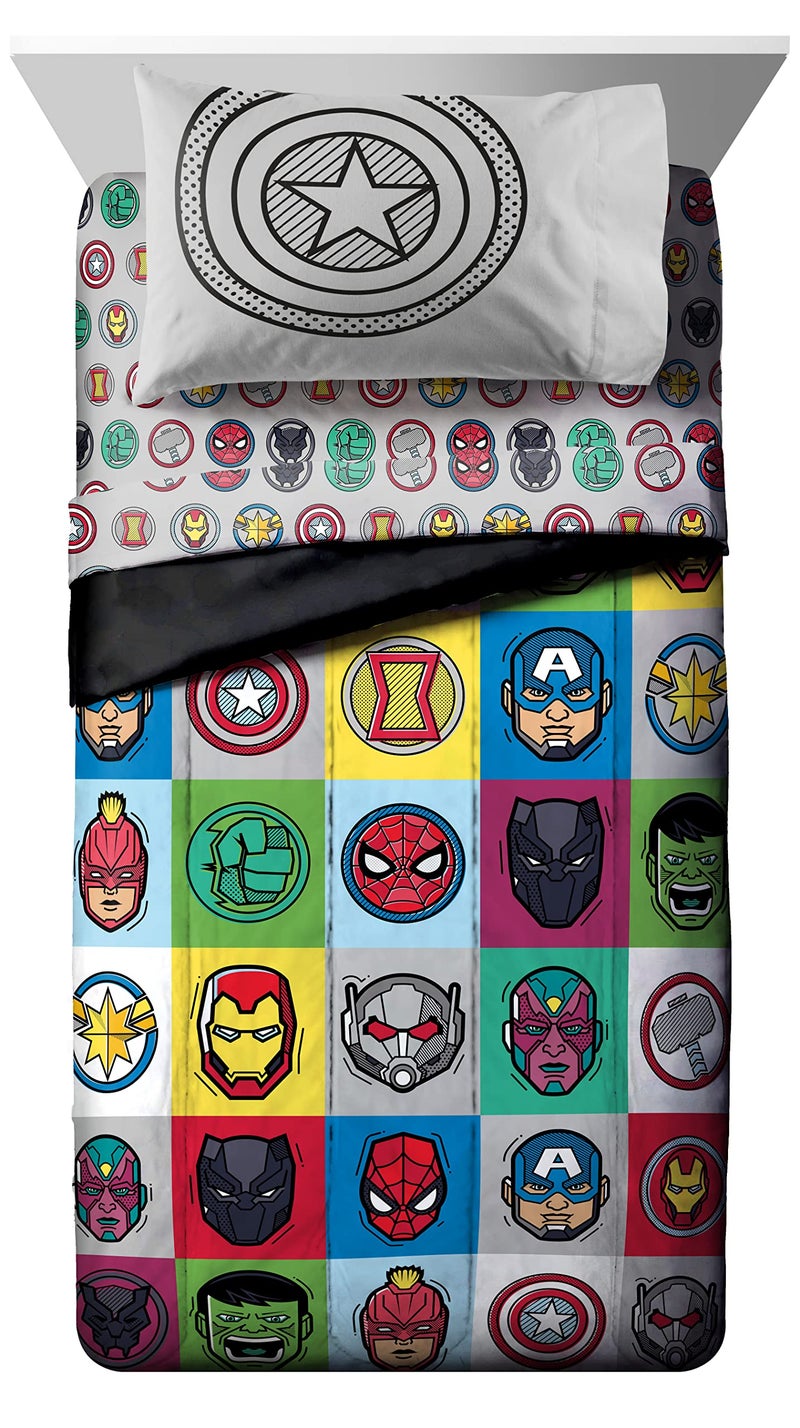 Jay Franco Marvel Avengers Pop 5 Piece Twin Size Bed Set - Includes Comforter & Sheet Set - Super Soft Fade Resistant Microfiber (Official Marvel Product) - Image 2