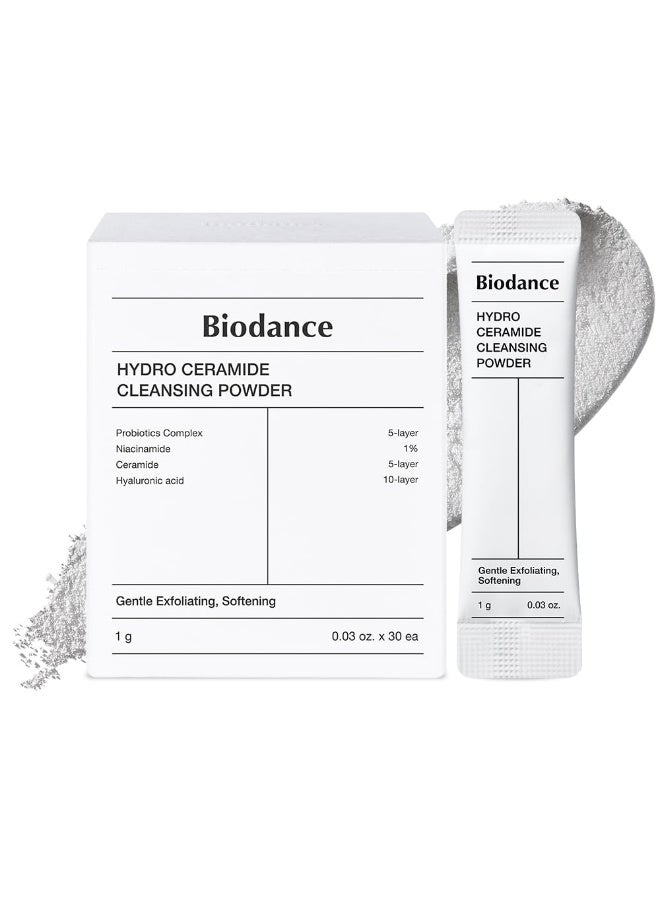 بيودانس مسحوق بيودانس هيدرو سيراميد للتنظيف، منظف يومي لطيف للوجه مقشر بحمض الهيالورونيك والسيراميد، مسحوق إنزيمي | 0.03 أونصة × 30 قطعة - Image 1