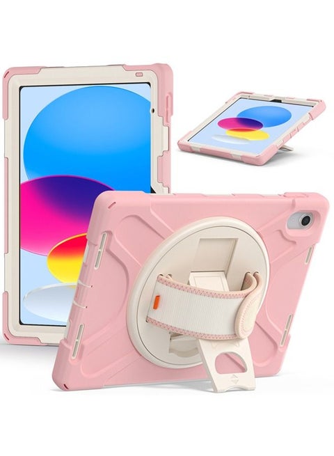 جراب لجهاز iPad (A16) مقاس 11 بوصة من الجيل 2025/جراب لجهاز iPad 10 من الجيل العاشر من الجيل 2022، مصنوع من السيليكون عالي الجودة المتين مع حامل قلم رصاص، وحامل دوار 360 درجة، وغطاء بمقبض لجهاز iPad 11 بوصة من الجيل 2025/10.9 بوصة من الجيل العاشر من الجيل 2022