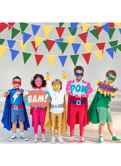 pinkblume 32Ft Super Mario Party Decorations Red Blue Yellow Green Carnival Circus Clown Triangle Flag Pennant Bunting Banner Fabric Garland Streamers for Kids Mario Birthday Baby Shower Outdoor Garden Decor  - Image 5