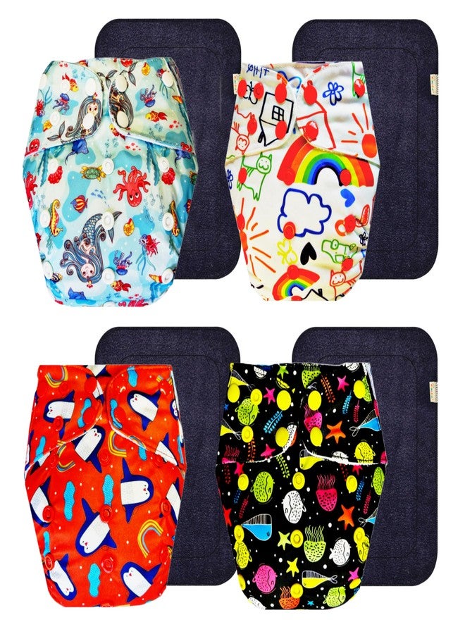 Dumbledo Premium Cloth Diaper with Black Insert (Pack of 4) | Hypoallergenic | Leakproof | Travel Friendly | Designed by Moms | 3 Months - 3 Years | Unisex Baby - Image 1
