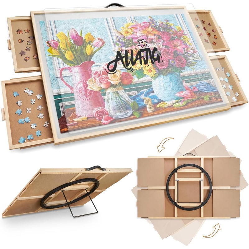 ALL4JIG 1500 Pieces 2in1 Tilting Rotating Puzzle Board 342 x 252Adjustable Angle Puzzle Board with 4 Drawers Clear Protective Cover Birthday Gift for mom - Image 2