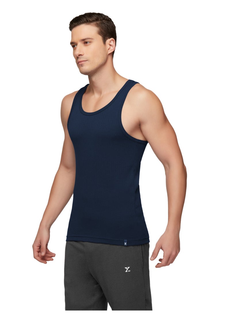 XYXX XYXX Men's Nova 100% Combed Cotton Ribbed Regular Fit Solid Round Neck Vest, Pack of 2  - Image 5