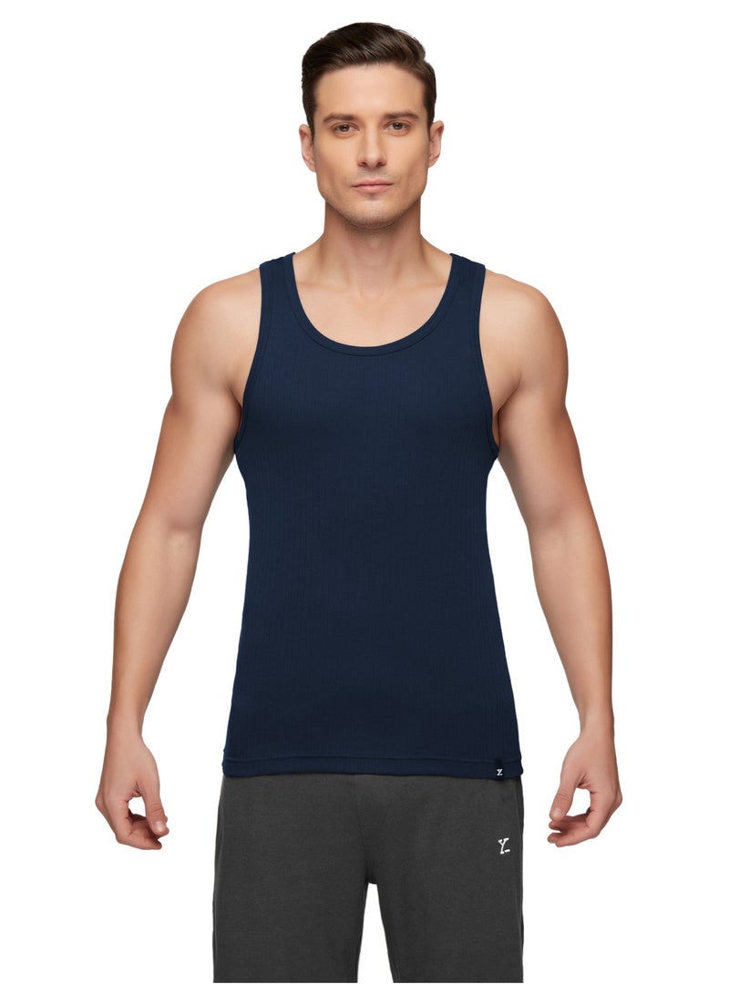 XYXX XYXX Men's Nova 100% Combed Cotton Ribbed Regular Fit Solid Round Neck Vest, Pack of 2  - Image 2