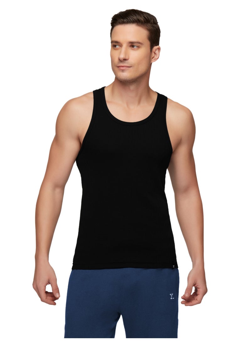 XYXX XYXX Men's Nova 100% Combed Cotton Ribbed Regular Fit Solid Round Neck Vest, Pack of 2  - Image 4