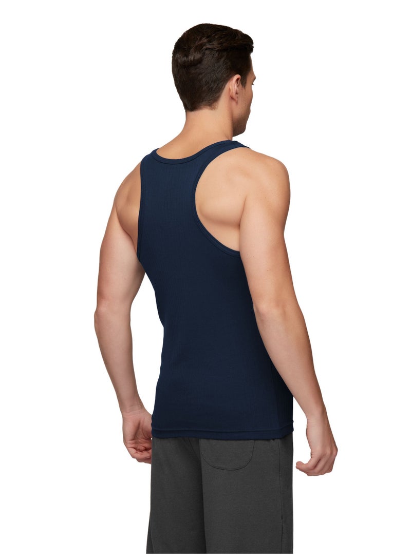 XYXX XYXX Men's Nova 100% Combed Cotton Ribbed Regular Fit Solid Round Neck Vest, Pack of 2  - Image 3