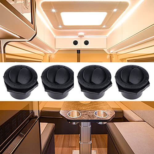 Prettyia 4Pcs Dashboard Air Conditioning Deflector Outlet Side Roof Vent - Mount Round Louvered Dash Vent Exhaust Grille for Car RV Boats Yacht - Black - Image 3