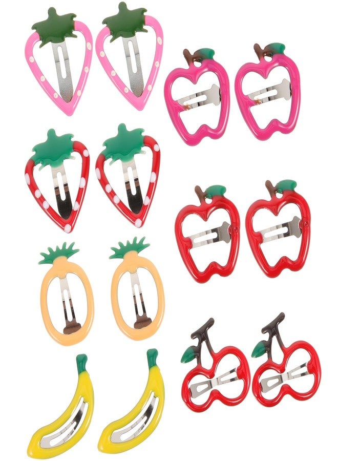 SHOWERORO 14pcs Fruit Shaped Hair Clips for Kids Girls Adorable Hair Bobby Barrettes Banana Pineapple Strawberry Strawberry Each - Image 1