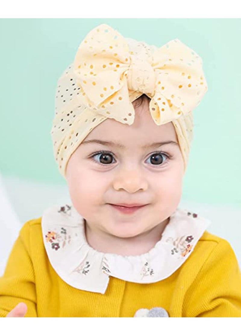 Breathable Soft Big Bow Turban Hats Beanie Caps Headwraps for Baby Girls Infants Toddlers Kids Lovely Toddler Cap Bun Knot 6 Pack - Image 5