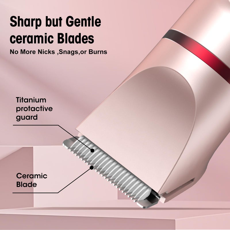 Zesuti Bikini Trimmer for Women- 3 in 1 Painless Electric Razors for Women,Waterproof Pubic Hair Trimmer and Facial Hair Remover,LCD Display Body Shaver for Trip,Rechargeable Women's Grooming Kit - Image 3