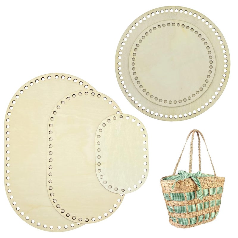 Cliths 5 PCS Wooden Crochet Bag Bottom 3 Oval 2 Circle Wooden Basket Bottom Shaper Blank Crochet Base for DIY Basket Craft Weaving Making Supplies - Image 1