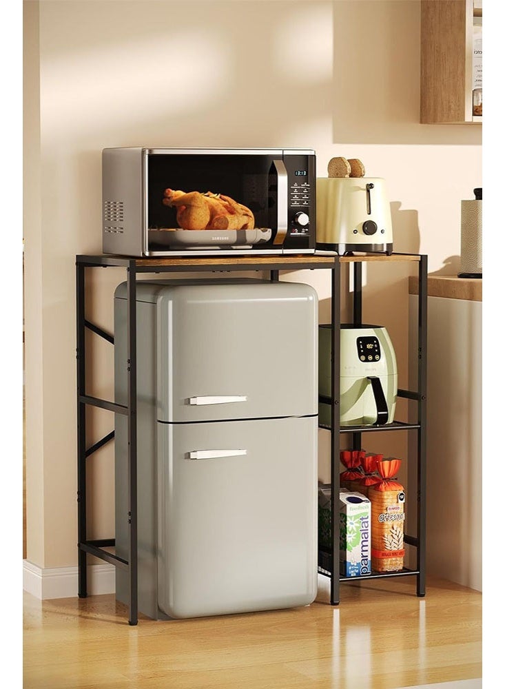سولاكان خزانة ثلاجة صغيرة، حامل ثلاجة صغيرة مع رفوف قابلة للتعديل، حامل ميكروويف، رف خباز، خزانة بار قهوة مع رف للثلاجة الصغيرة، رف تخزين متعدد الاستخدامات للمكتب المنزلي أو السكن الطلابي - Image 1