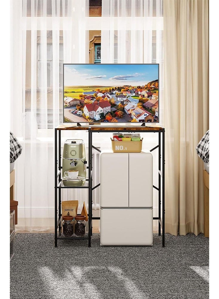 سولاكان خزانة ثلاجة صغيرة، حامل ثلاجة صغيرة مع رفوف قابلة للتعديل، حامل ميكروويف، رف خباز، خزانة بار قهوة مع رف للثلاجة الصغيرة، رف تخزين متعدد الاستخدامات للمكتب المنزلي أو السكن الطلابي - Image 4