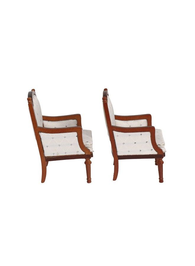 Inusitus Wooden Dollhouse Armchairs Set Of 2 Dinning Lounge Chairs For Doll Houses Miniature Furniture Medium Brown Upholstered For 3 Inch To 6 Inch Dolls - Image 3