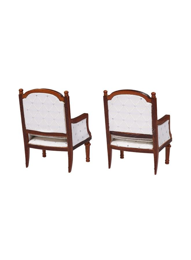 Inusitus Wooden Dollhouse Armchairs Set Of 2 Dinning Lounge Chairs For Doll Houses Miniature Furniture Medium Brown Upholstered For 3 Inch To 6 Inch Dolls - Image 4