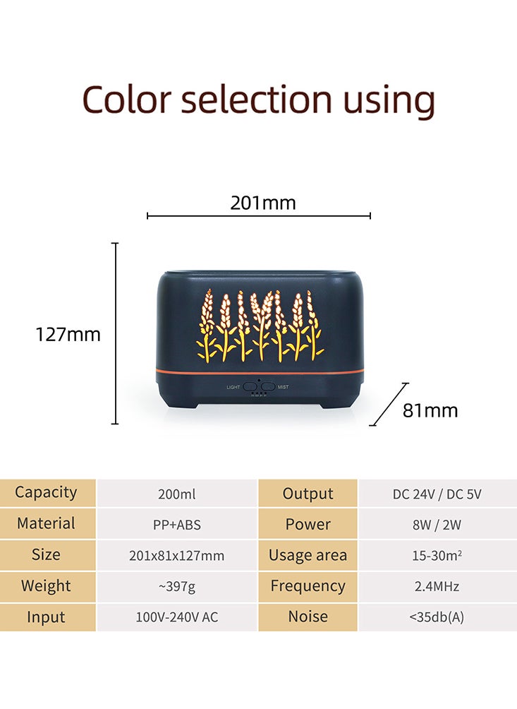 200ml Flame Effects LED Aroma Diffuser for Home, Bedroom and Office