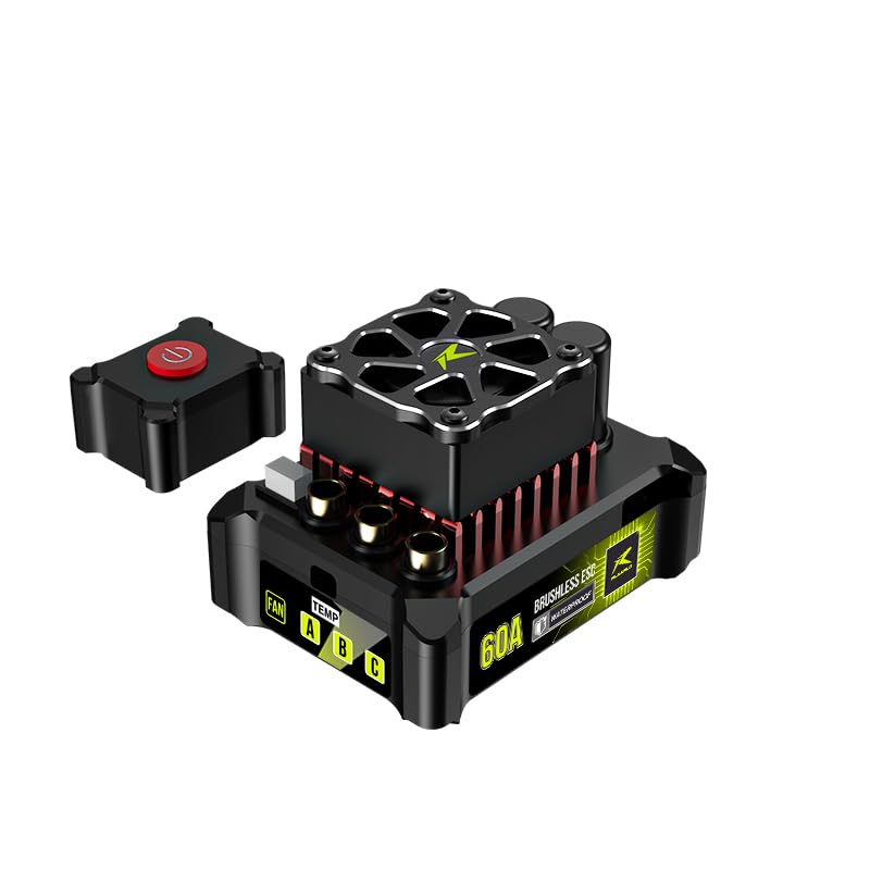 CROBOLL RE034 60A Independent Brushless ESC with Cooling Fan for RC Car RZ001 and XTSF10 3Wire Electronic Speed Controller Accessories Replacement - Image 1