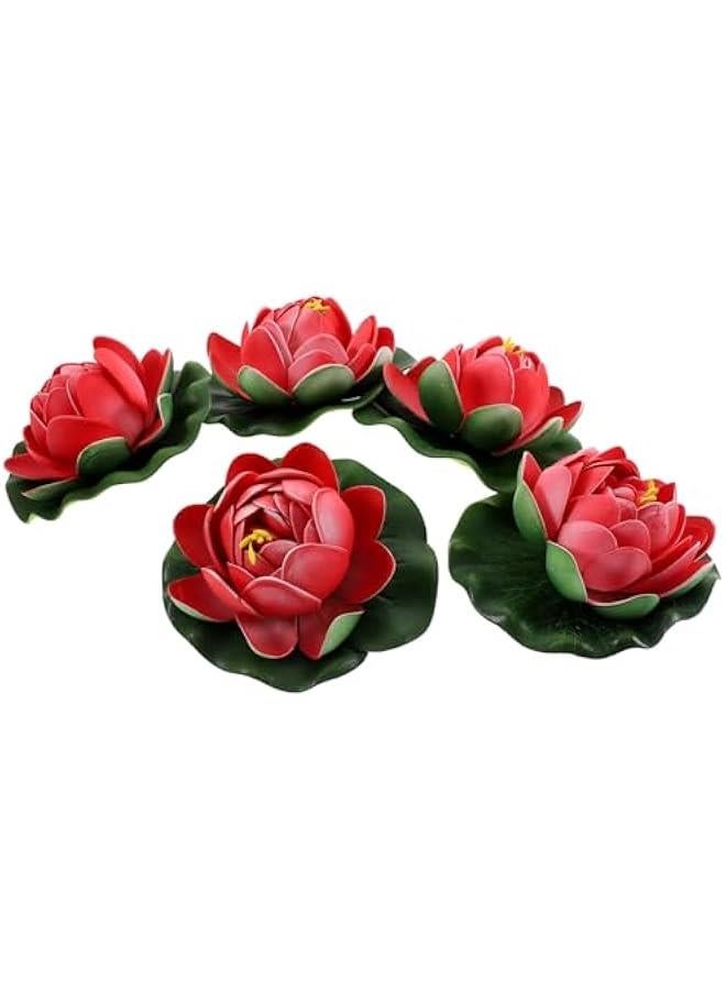 Generic 5pcs Simulation Lotus Leaf Lotus Home Decor Plants Fish Tank Decorations Aquarium Water Flower Pond Decorations Outdoor Floating Pond Flowers Artificial Lotus Flowers Fake Lily  - Image 1
