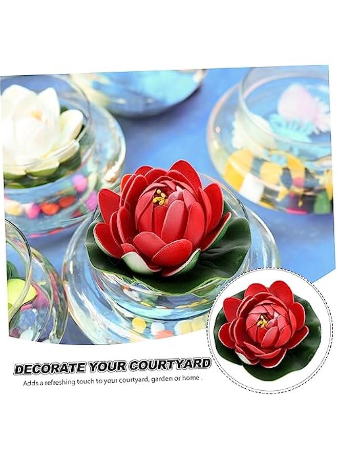 Generic 5pcs Simulation Lotus Leaf Lotus Home Decor Plants Fish Tank Decorations Aquarium Water Flower Pond Decorations Outdoor Floating Pond Flowers Artificial Lotus Flowers Fake Lily  - Image 5