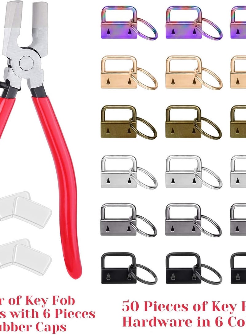 GGOOT KFW-07Key Fob Hardware, 50PCS 1 Inch Lanyard Keychain Hardware with Key Fob Pliers Tool for Keychain and Wristlet Clamp Hardware Supplies,Multicolor  - Image 2