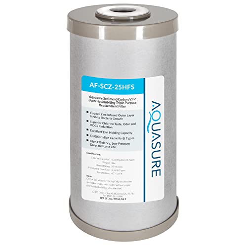 Aquasure Fortitude V2 Series Sediment/Carbon/Zinc Bacteria Inhibiting Triple Purpose Replacement Filter - Standard (Sediment/Carbon/Zinc, Standard) - Image 1