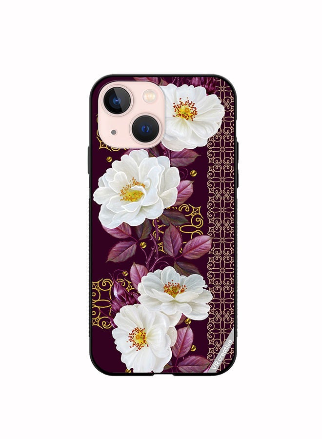 VR CREATIVE غطاء حماية لجهاز آبل آيفون 14 بلس بتصميم حدود زهور عمودي متعدد الألوان - Image 1