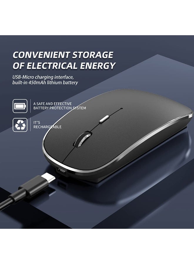 Q23S Rechargeable Silent Wireless Mouse, Dual Mode USB-A & Type-C with 3 Adjustable DPI for Laptop, Mac, PC - Black - Image 2