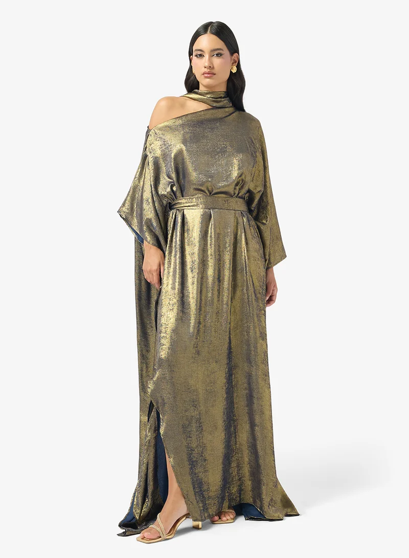 Metallic Crepe Maxi Dress