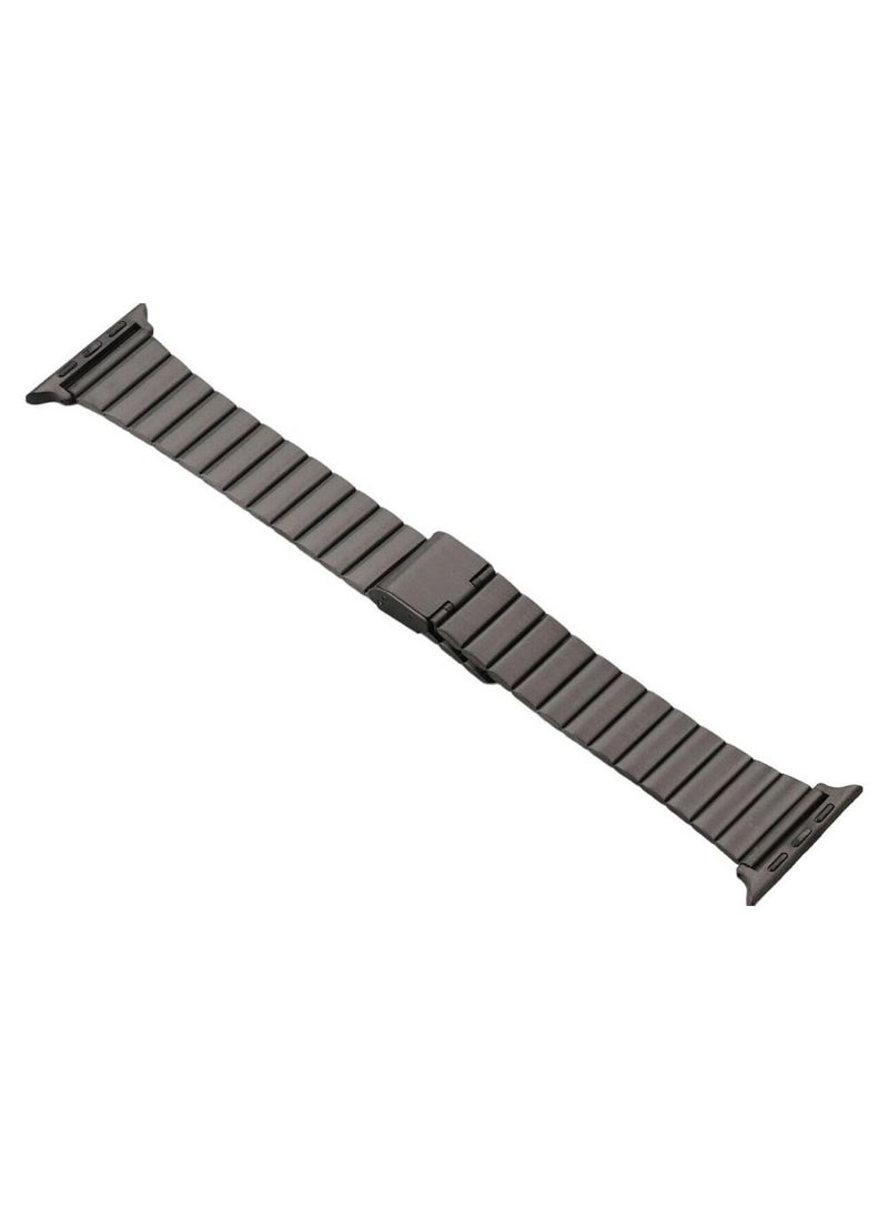 Generic - For Apple Watch 45mm Series 7 Stainless Steel. Fold Clasp Closure Black - Image 1