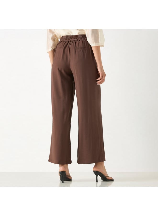 Iconic Iconic Buckle Detail Wide Leg Pants with Zip Closure and Pockets  - Image 3