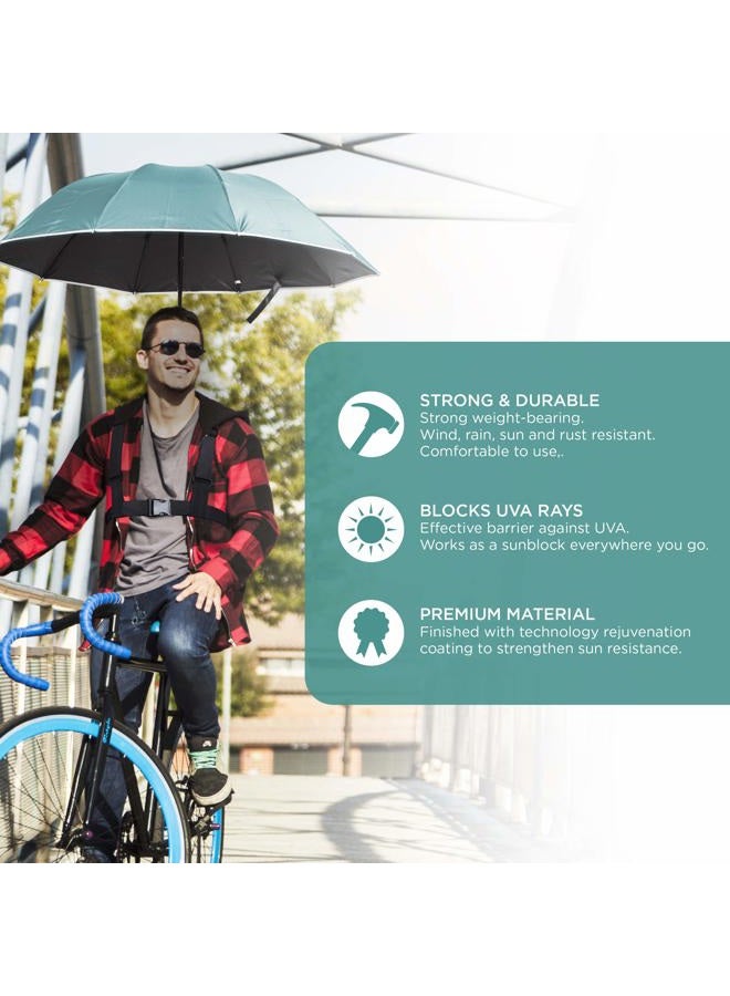 Primo Supply Wearable Hands-Free Umbrella Sun Rain Blocker Fishing Outdoor Use Running Jogging Get Shade and Avoid Hot Afternoons Outside and UV Sunburn | Green - Image 4