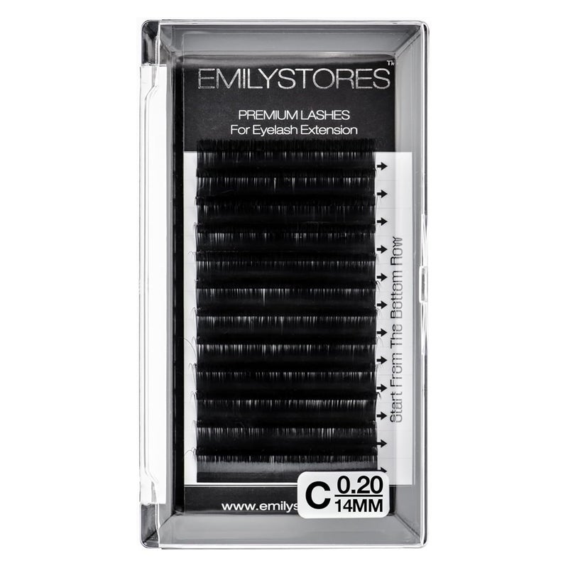 EMILYSTORES Eyelash Extensions 020mm Thickness C Curl 14mm Length Natural Looking Individual Volume Eyelashes For Lash Extensions020C14mm