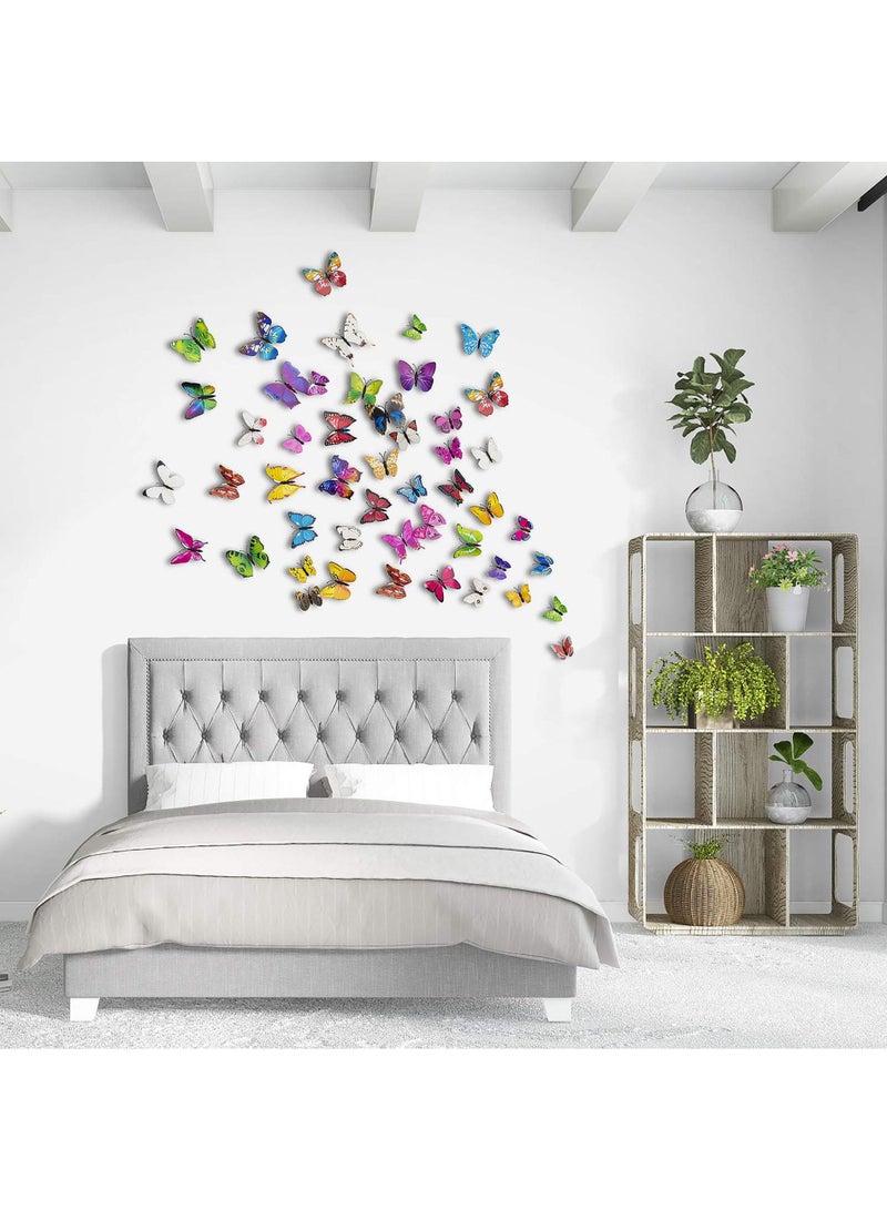 LEBOCADO 60Pieces 3D Butterfly Wall Stickers Set - Removable DIY Wall Art Decor For Home, Girls Bedroom And Party Decoration 5 Colors - MultiColor - Image 3