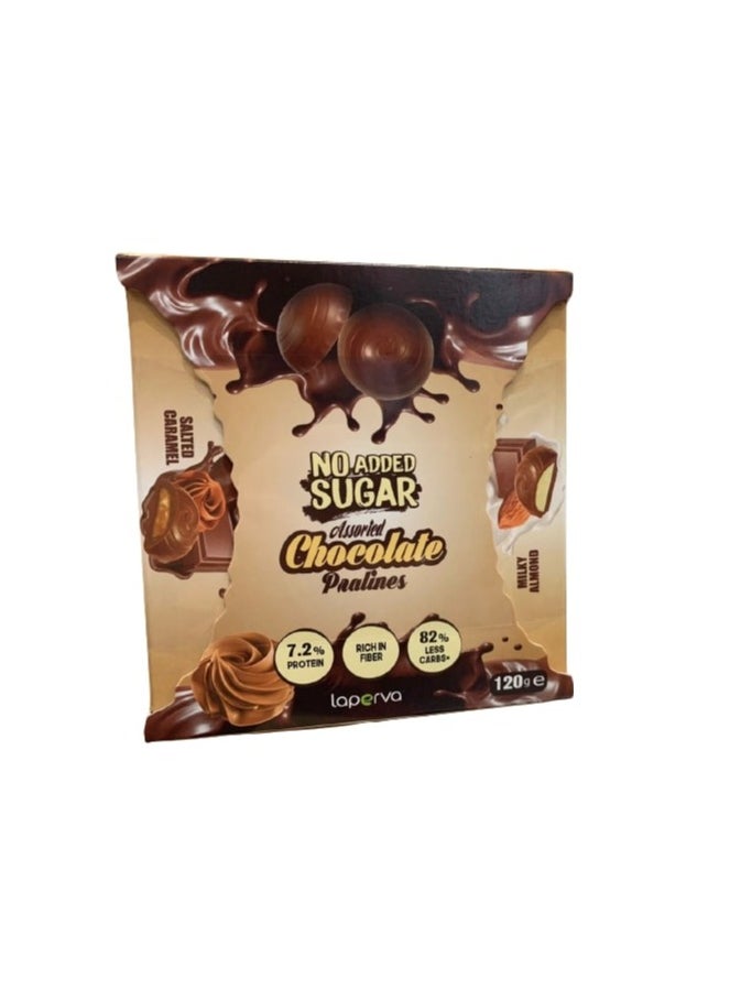 Laperva Laperva No Added Sugar Chocolate Pralines: 82% Less Carbs, High Fiber and Protein 120gm(16x7.5gm) 