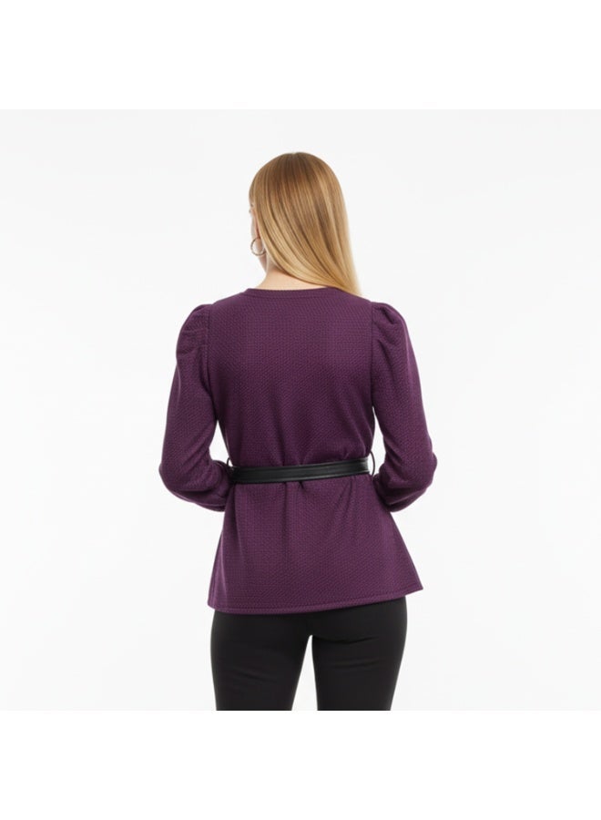 سيزار بلوزه حريمي مزودة بحزام علي الخصر - Image 2