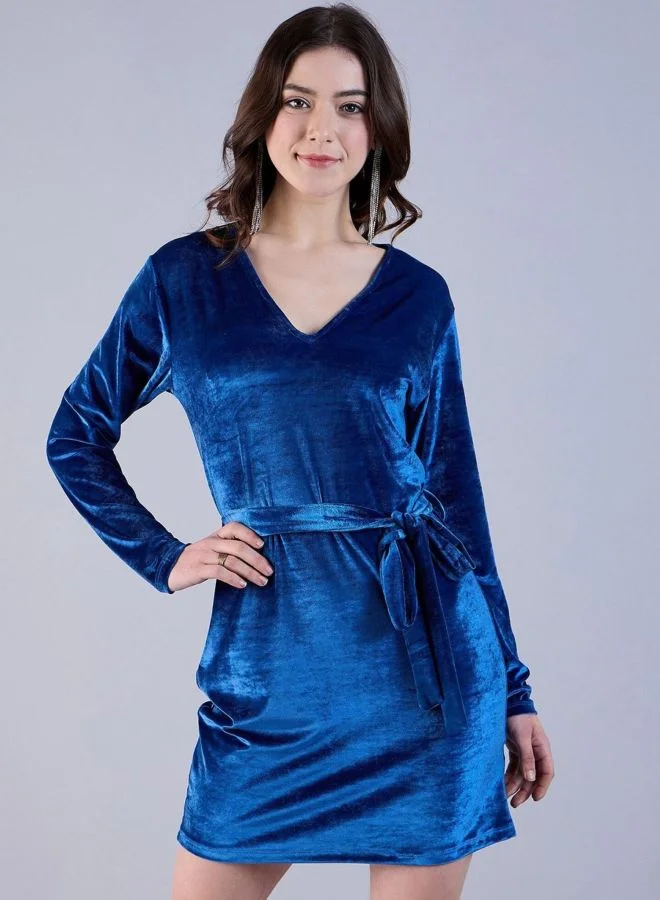 Freehand  Women Regular Fit Solid V-Neck Long Sleeve Wrap Dress for Women | Best Price UAE