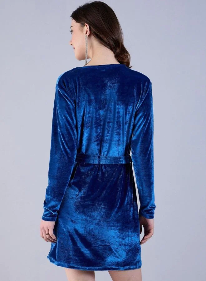 Freehand  Women Regular Fit Solid V-Neck Long Sleeve Wrap Dress for Women | Best Price UAE