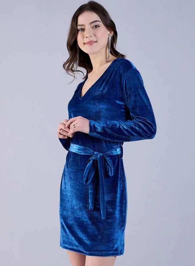 Freehand  Women Regular Fit Solid V-Neck Long Sleeve Wrap Dress for Women | Best Price UAE
