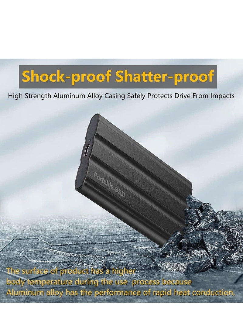 External Hard Drive, External Portable SSD, Computer Hard Drives, Ultra Slim USB 3.1 Type-C with USB-A, Easy to Carry Black - Image 2