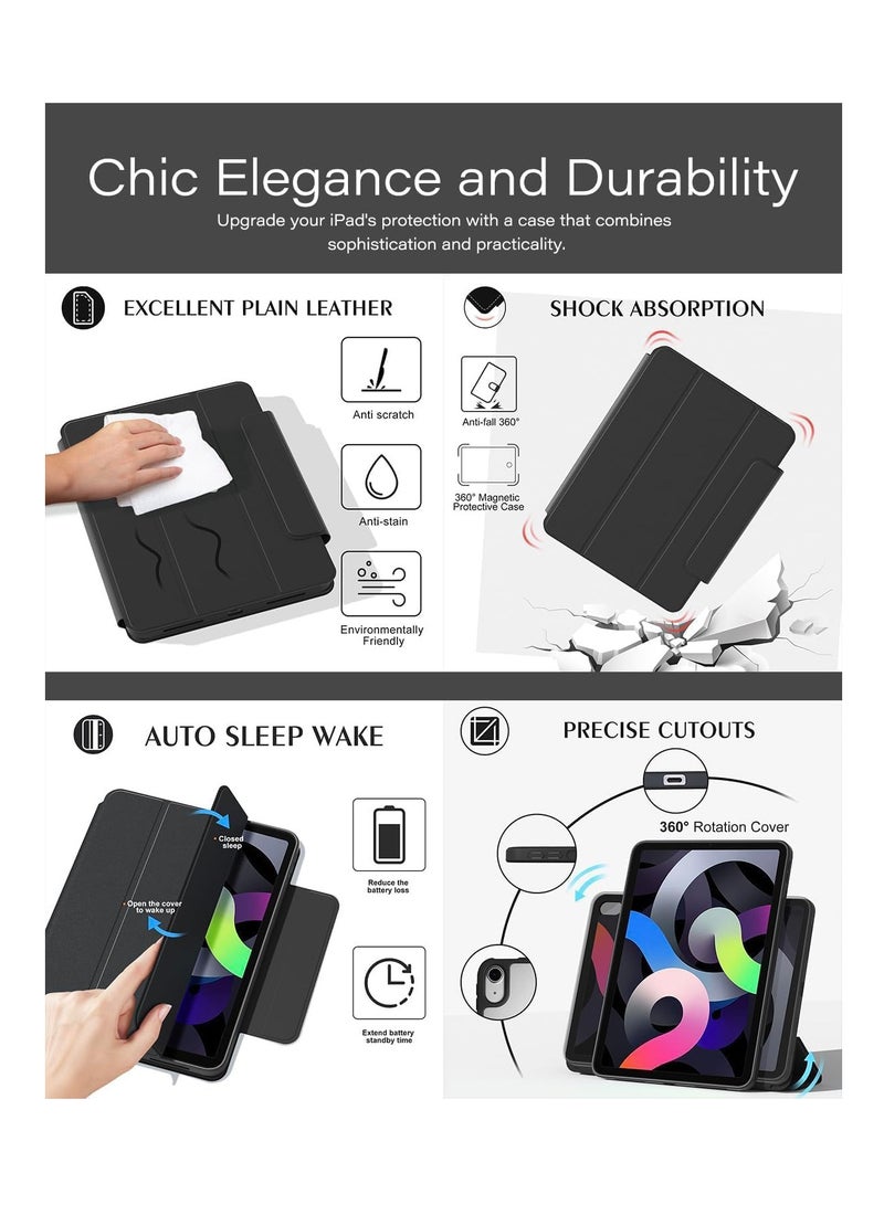 Case for iPad Air 11 inch (2024\2025) M2 / Air 5th Gen (2022) / iPad Air 4th Gen (2020), Removable Magnetic Cover with Apple Pencil Holder, Portrait and Landscape Stand, Auto Wake/Sleep (Black) - Image 5