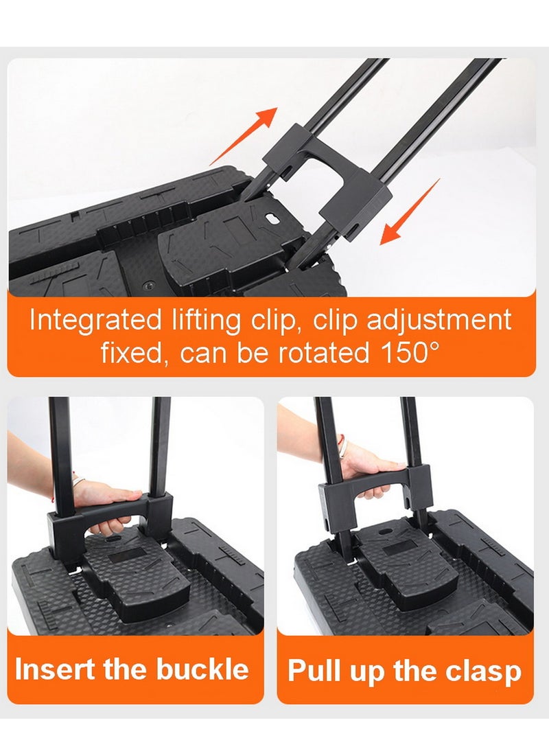 GUDOO شاحنة يدوية قابلة للطي، 6 عجلات 440 رطل عربة أمتعة شديدة التحمل، منصة محمولة عربة أمتعة قابلة للطي للأمتعة والسفر والتحرك والتسوق والاستخدام المكتبي - Image 4