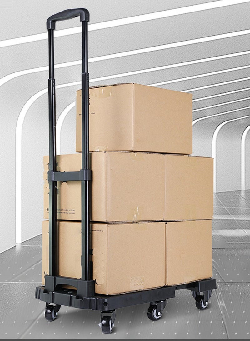 GUDOO شاحنة يدوية قابلة للطي، 6 عجلات 440 رطل عربة أمتعة شديدة التحمل، منصة محمولة عربة أمتعة قابلة للطي للأمتعة والسفر والتحرك والتسوق والاستخدام المكتبي - Image 3