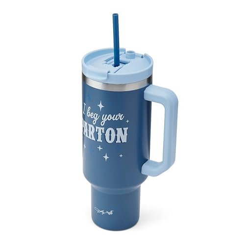 Dolly Parton Tumbler With Handle, Double Wall Vacuum Insulated Stainless Steel With Straw Lid, Cold For Up To 24 Hours Or Hot For Up To 8 Hours, 40 Ounce, Blue - Image 5