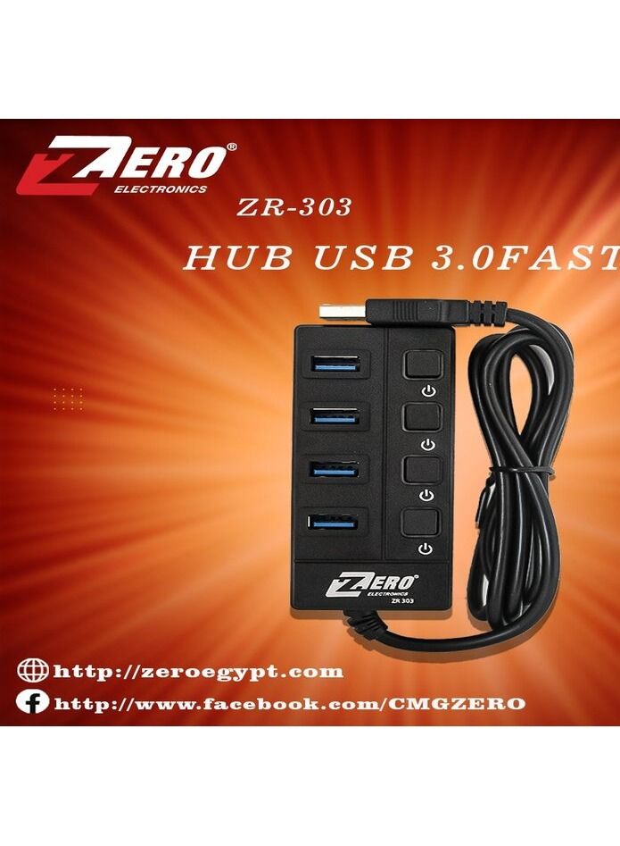 Zero 4-Port USB Hub ZR-303 Black