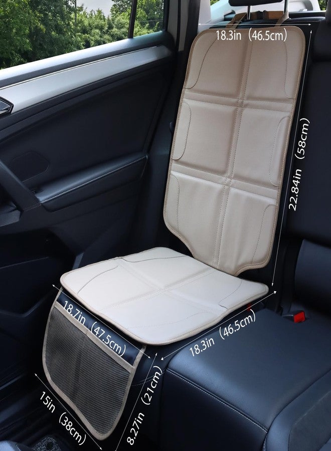 pefirst Car Seat Protector, Extra Thick Car Seat Covers Non-Slip Waterproof Mat Pad Leaving No Imprints Marks for Child Baby Pet Truck SUV Automobile (Beige-A) - Image 4