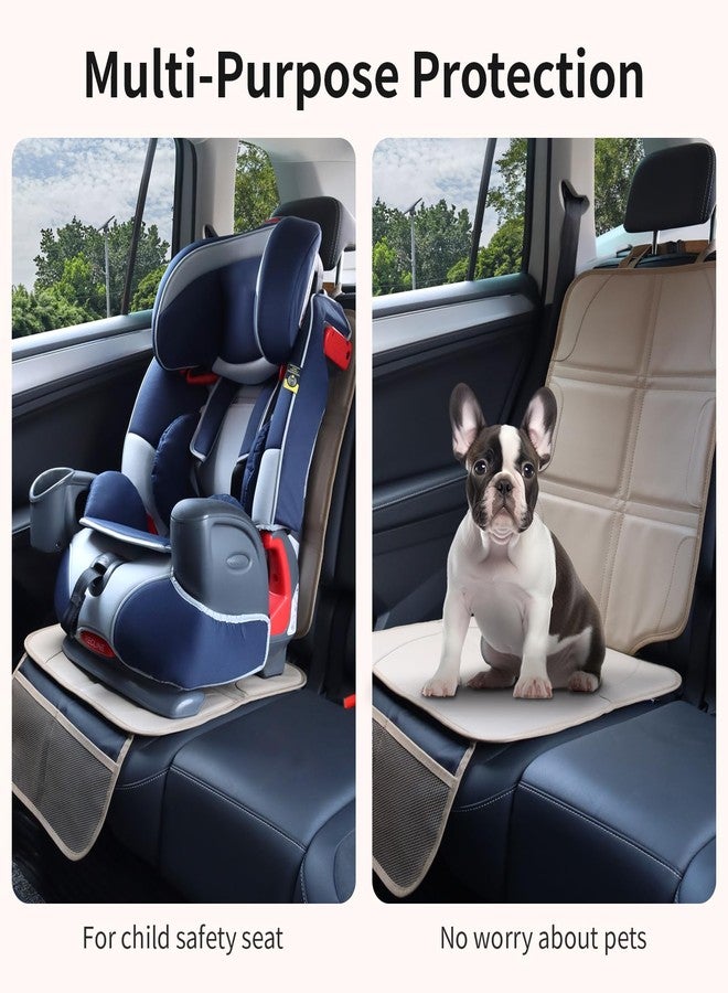pefirst Car Seat Protector, Extra Thick Car Seat Covers Non-Slip Waterproof Mat Pad Leaving No Imprints Marks for Child Baby Pet Truck SUV Automobile (Beige-A) - Image 3