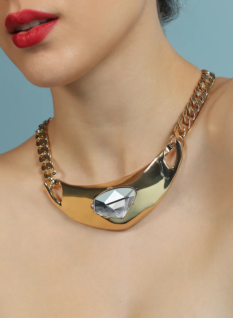 SOHI SOHI Women The Petra-Chain Collar Necklace | California  Colour | One-Size | Artificial Stone Alloy Material | Lobster Clasp Closure | Necklace For Casual & Evening Wear
