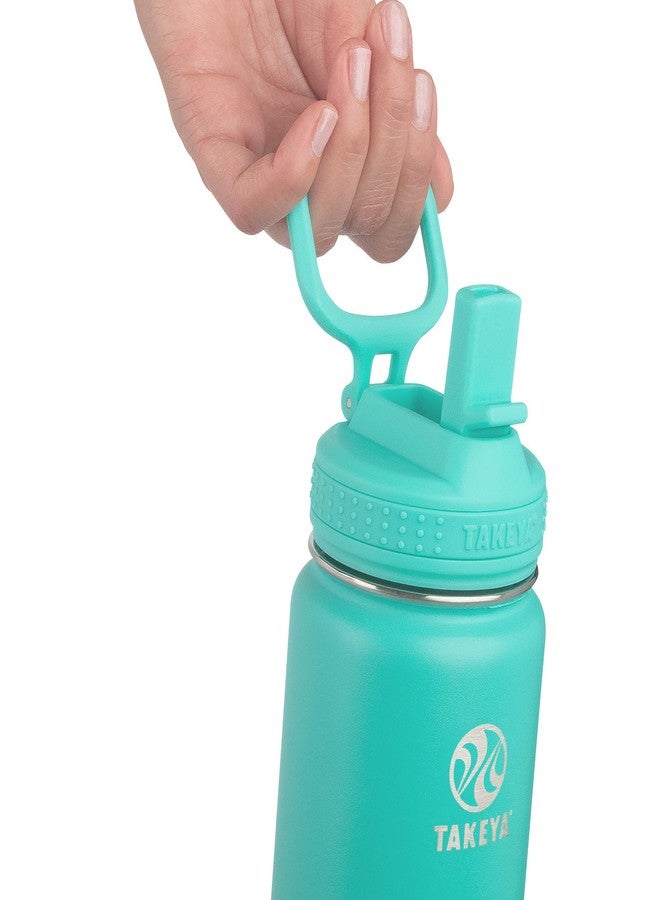 Takeya Actives Water Bottle with Straw Lid - Durable & Easy-Care Water Bottle with Stainless Steel Insulation - BPA-Free Lid with Carry Handle & Straw - Dishwasher-Safe - 18 oz, Teal - Image 3