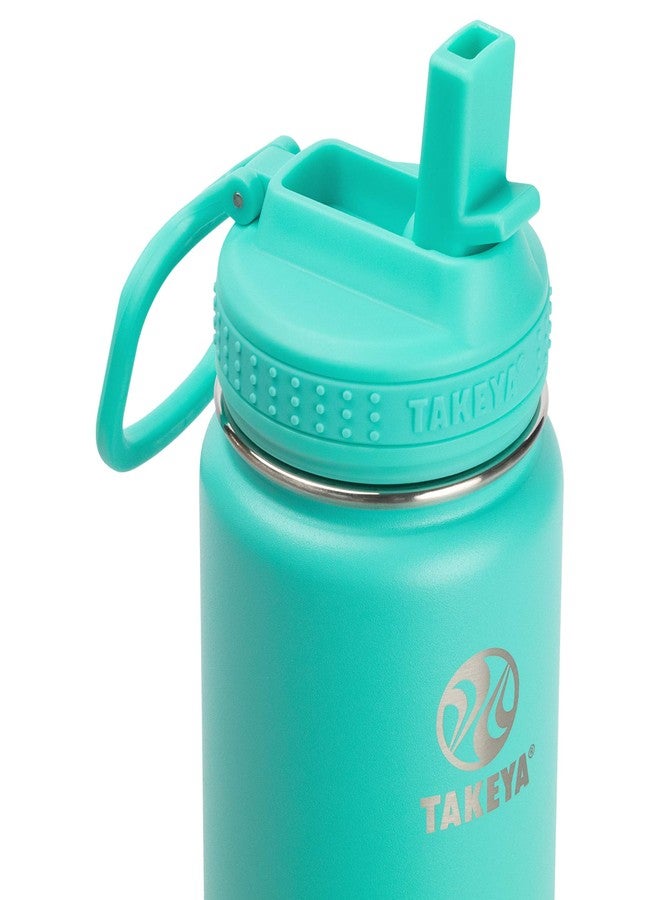 Takeya Actives Water Bottle with Straw Lid - Durable & Easy-Care Water Bottle with Stainless Steel Insulation - BPA-Free Lid with Carry Handle & Straw - Dishwasher-Safe - 18 oz, Teal - Image 2