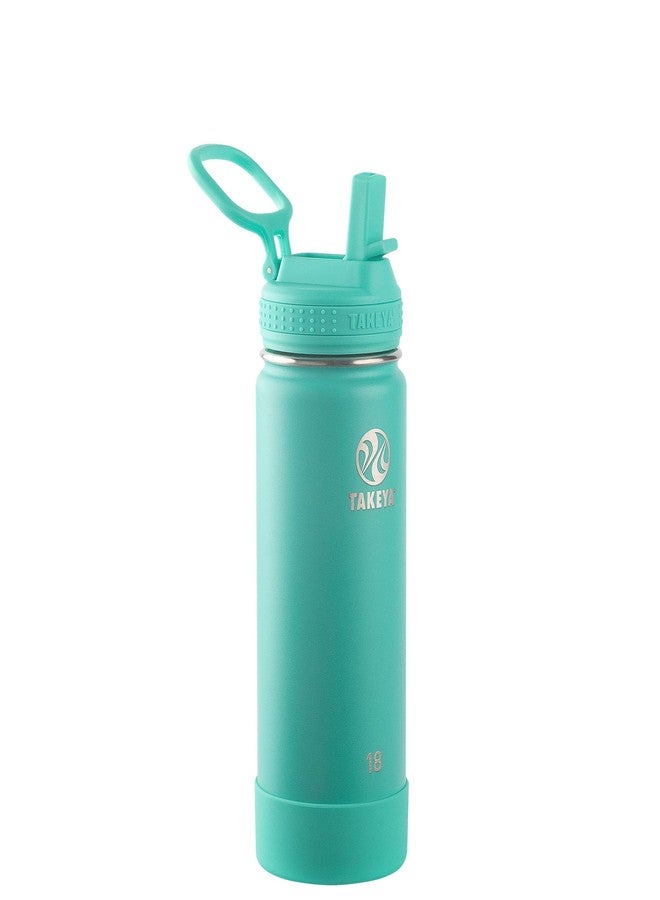 Takeya Actives Water Bottle with Straw Lid - Durable & Easy-Care Water Bottle with Stainless Steel Insulation - BPA-Free Lid with Carry Handle & Straw - Dishwasher-Safe - 18 oz, Teal - Image 1